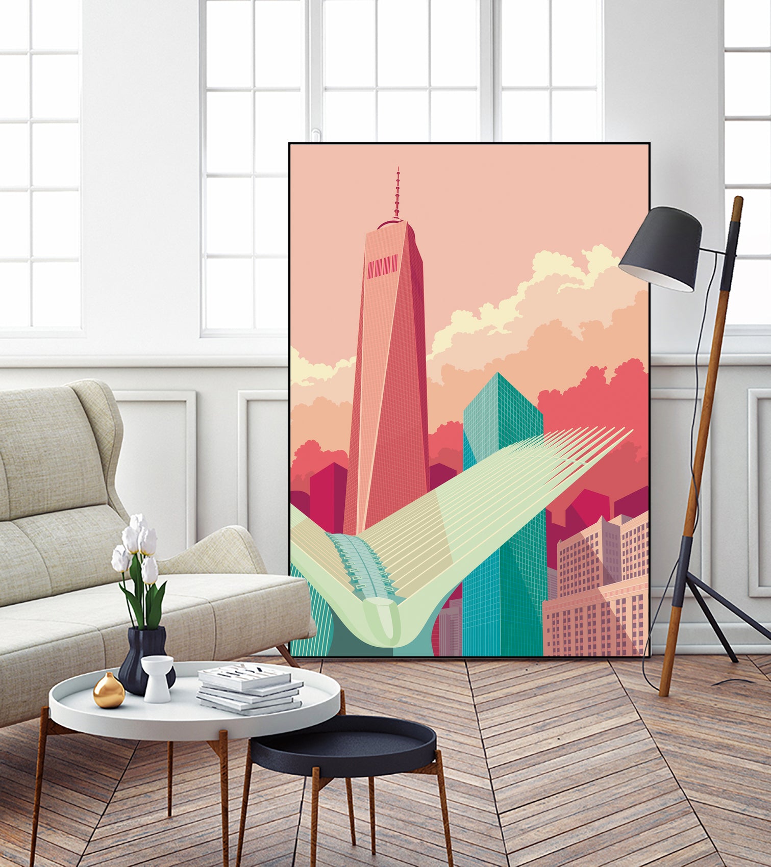 WTC NYC by Remko Heemskerk on GIANT ART - pink digital drawing