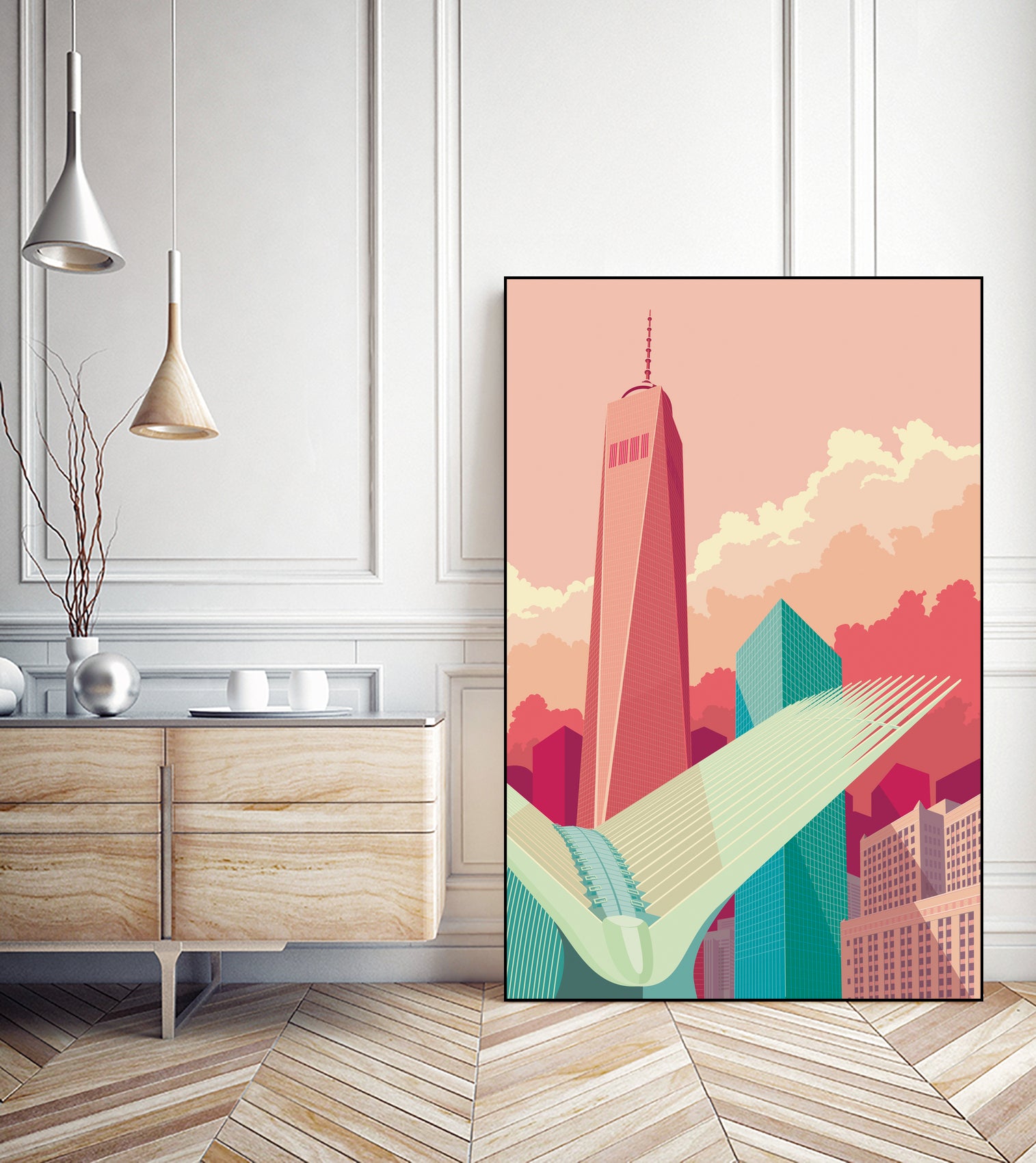 WTC NYC by Remko Heemskerk on GIANT ART - pink digital drawing