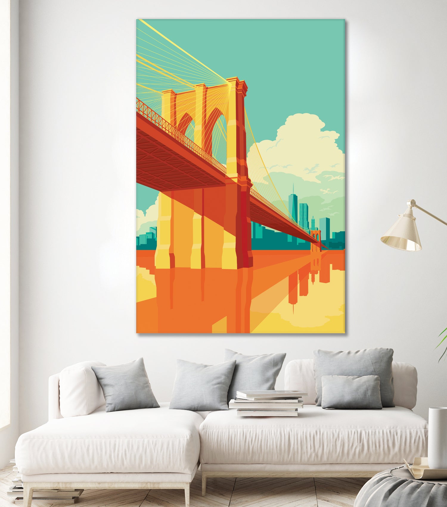 Brooklyn Bridge NYC by Remko Heemskerk on GIANT ART - orange digital drawing