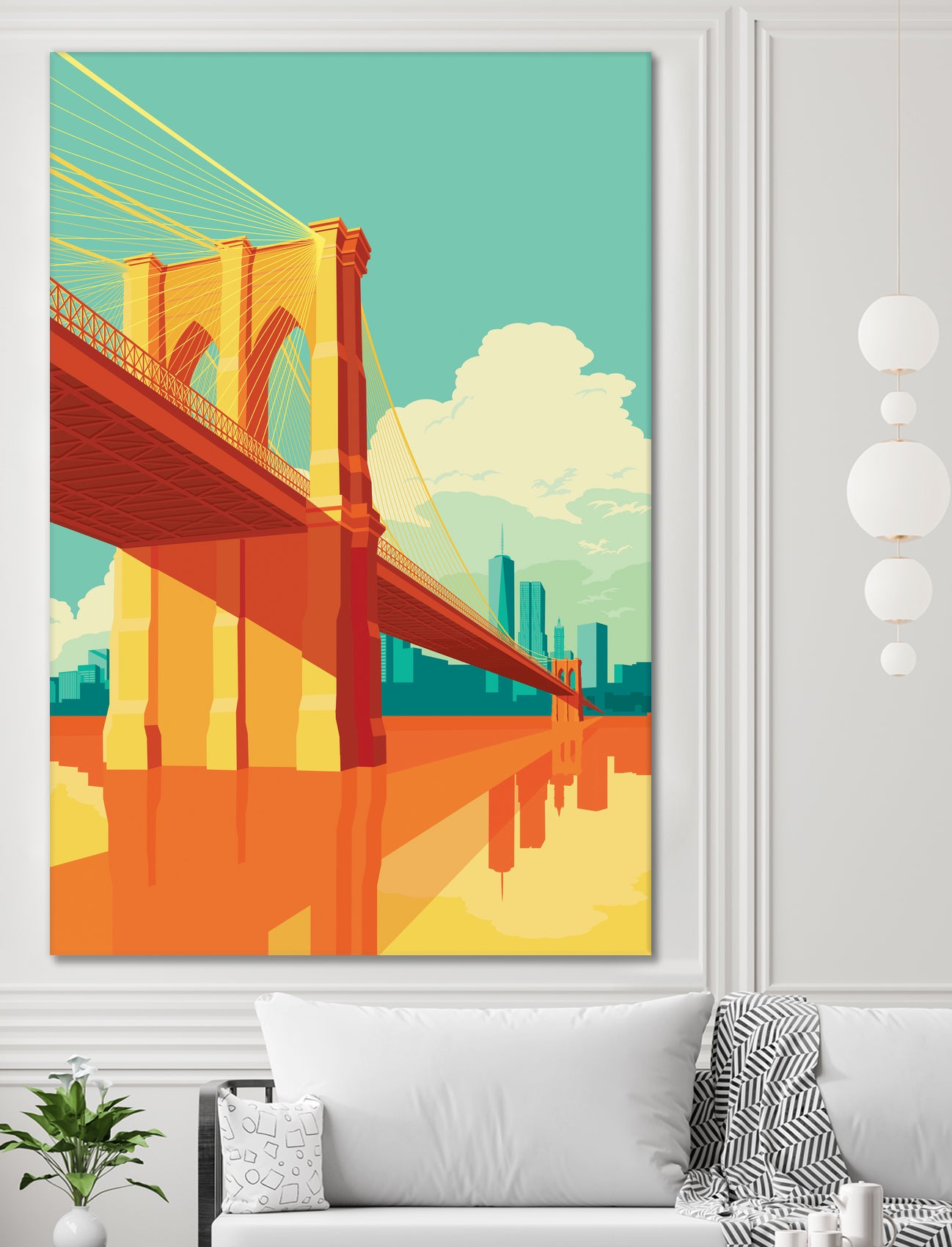 Brooklyn Bridge NYC by Remko Heemskerk on GIANT ART - orange digital drawing