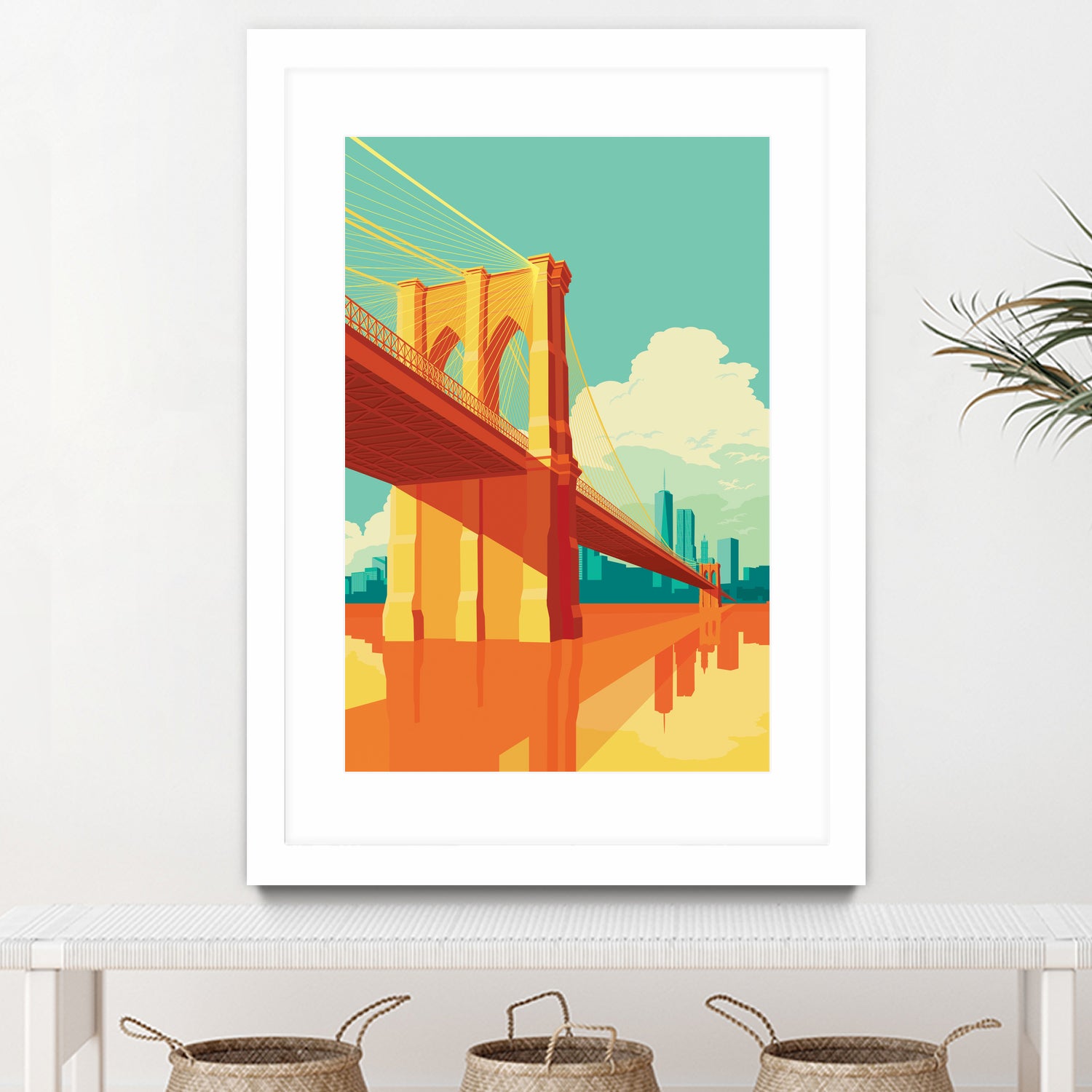 Brooklyn Bridge NYC by Remko Heemskerk on GIANT ART - orange digital drawing