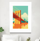 Brooklyn Bridge NYC by Remko Heemskerk on GIANT ART - orange digital drawing