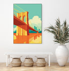 Brooklyn Bridge NYC by Remko Heemskerk on GIANT ART - orange digital drawing