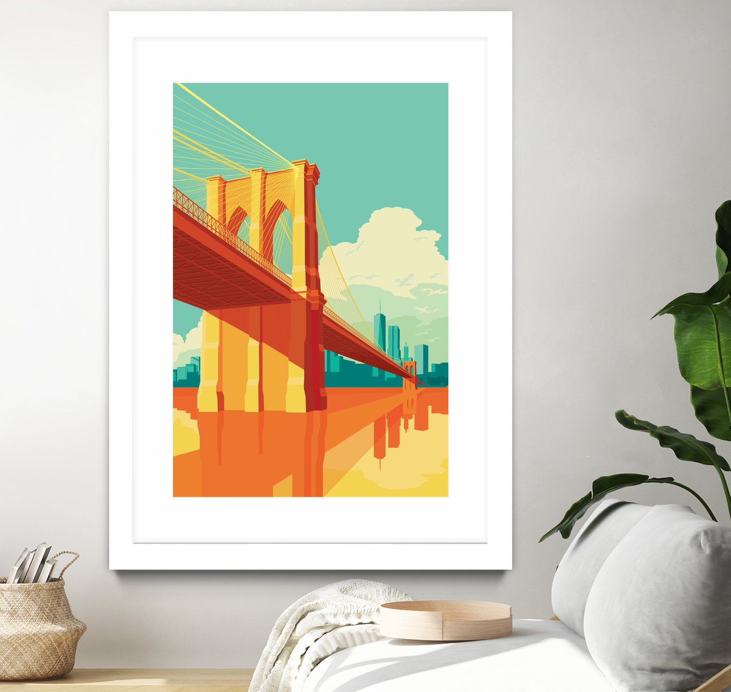 Brooklyn Bridge NYC by Remko Heemskerk on GIANT ART - orange digital drawing