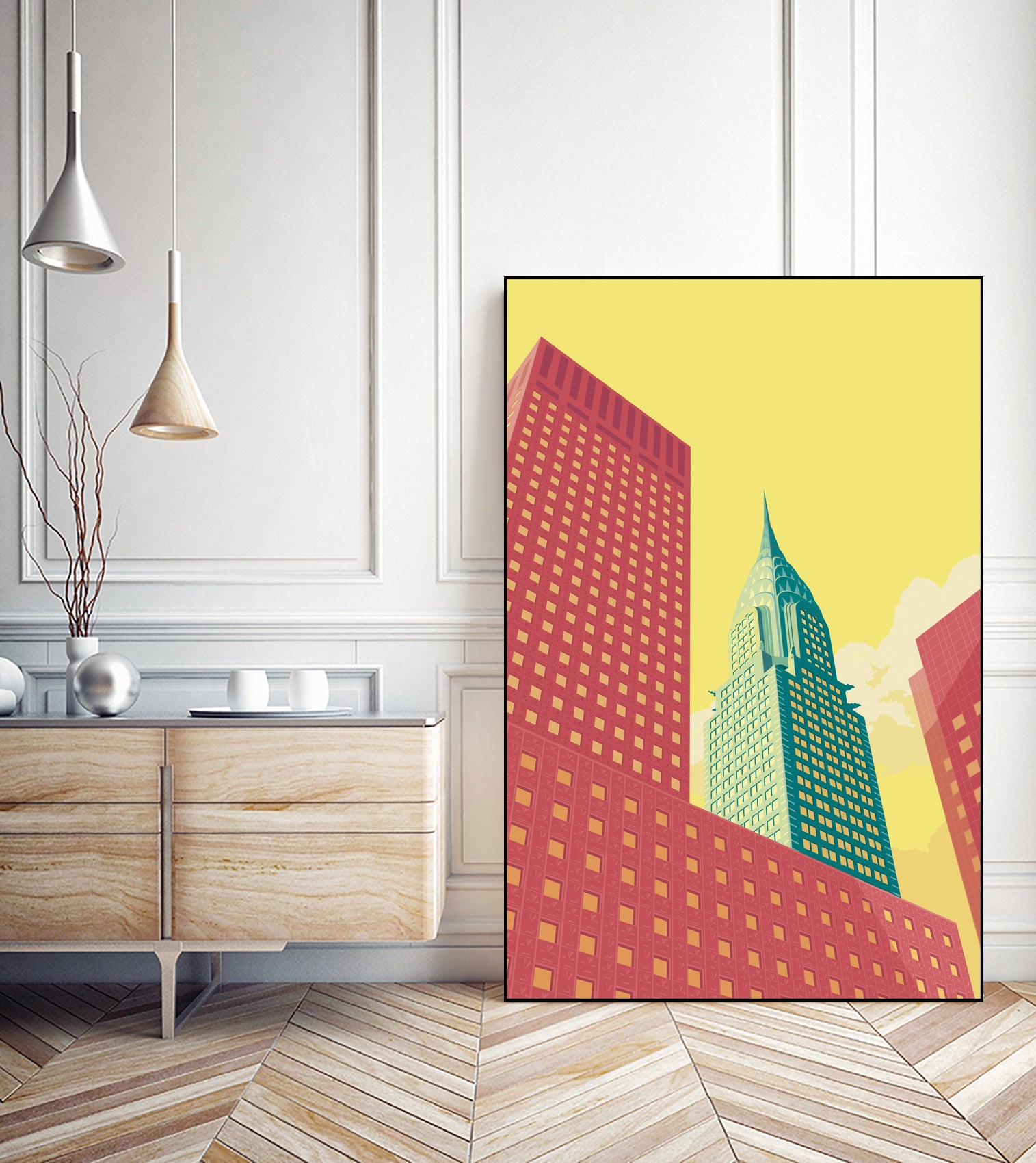 Chrysler Building NYC by Remko Heemskerk on GIANT ART - red digital drawing