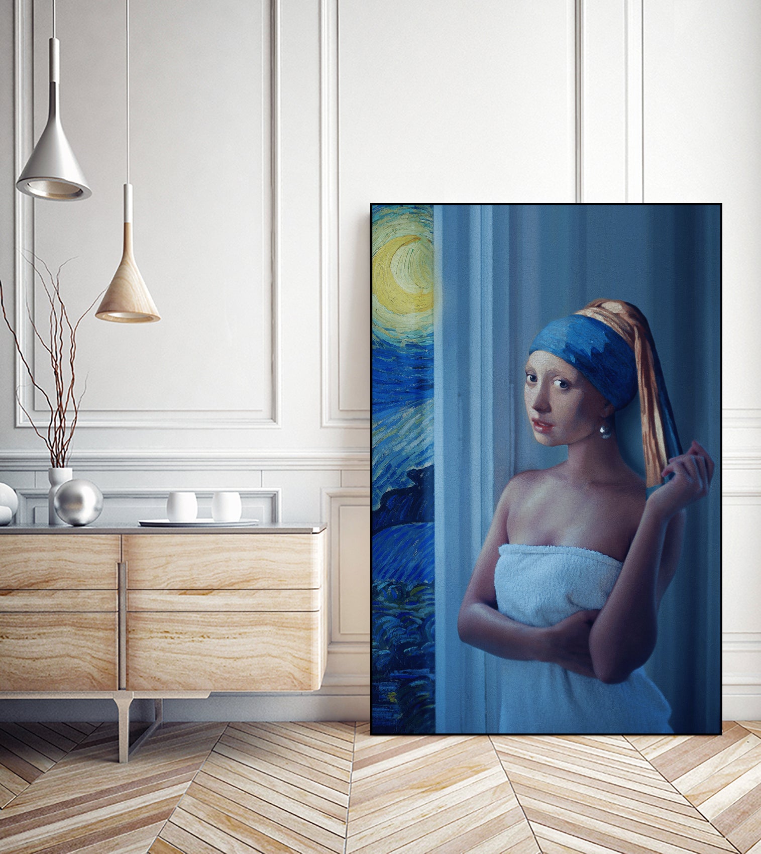 Starry Night Girl by Jonas Loose on GIANT ART - blue digital painting