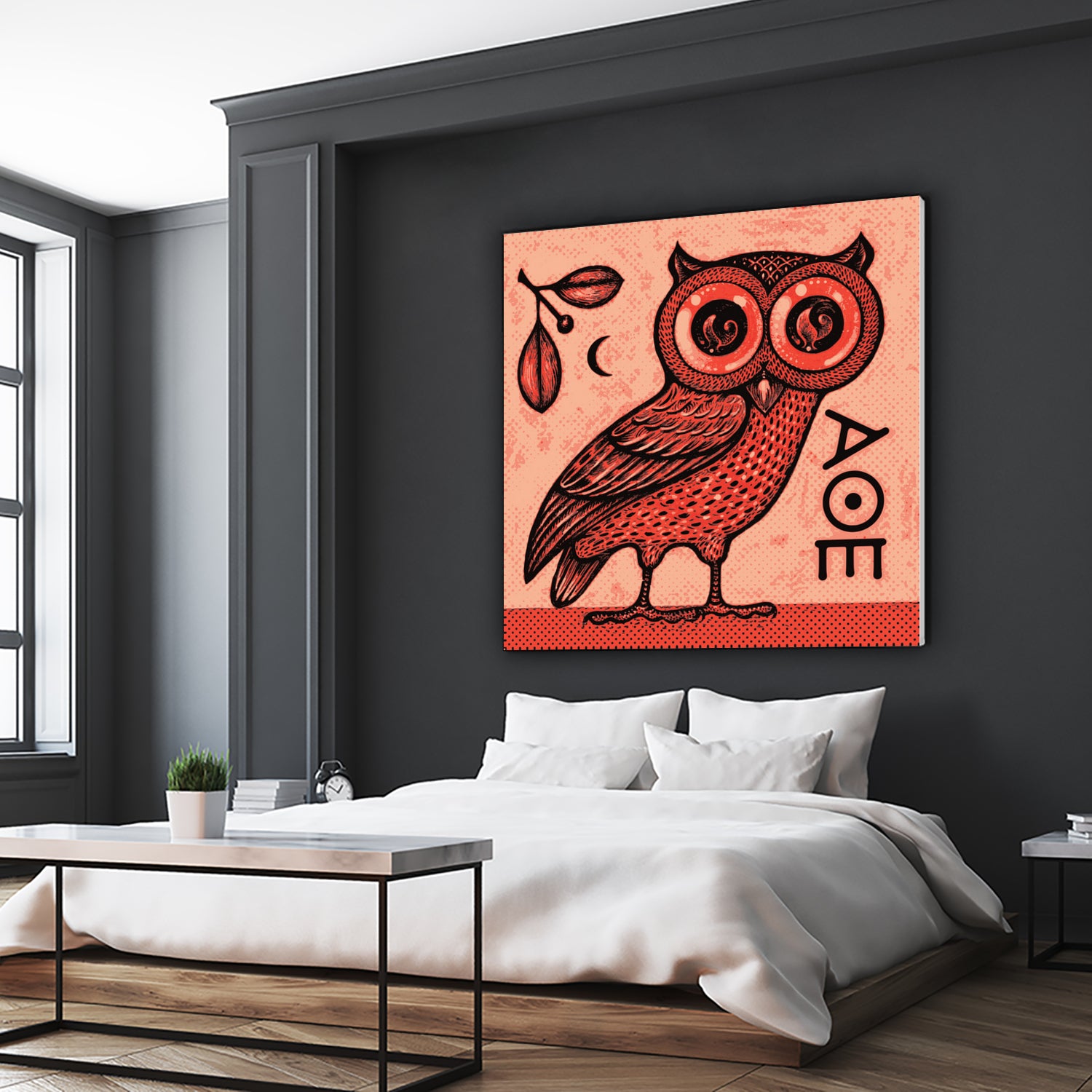 Athena's Owl by Scott Partridge on GIANT ART - red mixed media