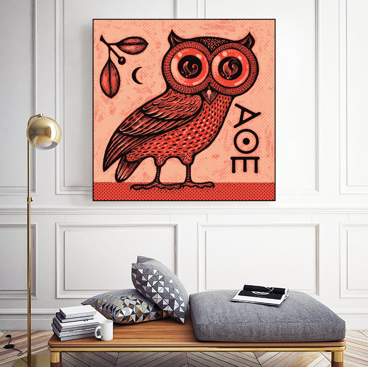 Athena's Owl by Scott Partridge on GIANT ART - red mixed media