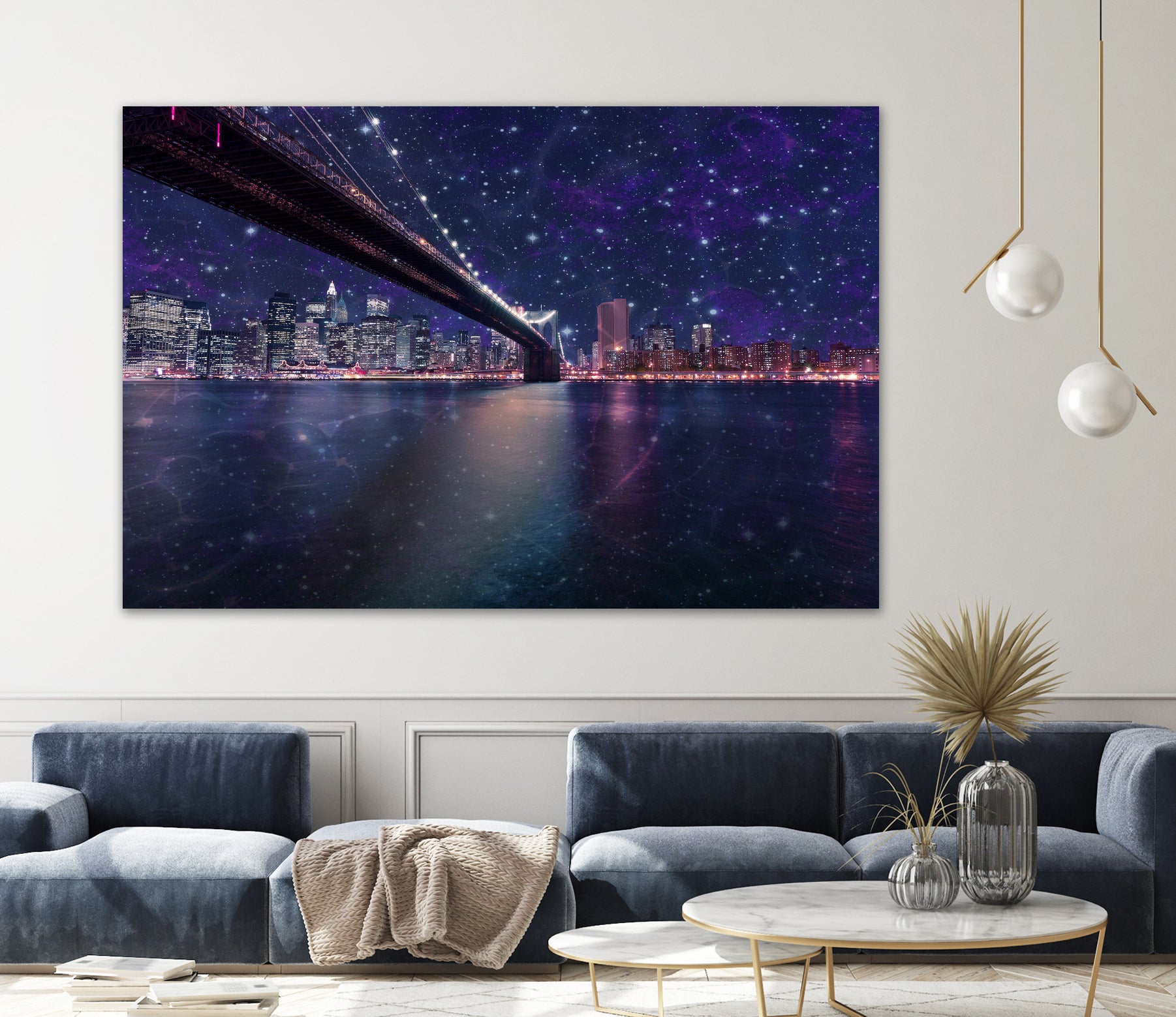 Spacey Manhattan Skyline by Susan Kline on GIANT ART - blue photo illustration