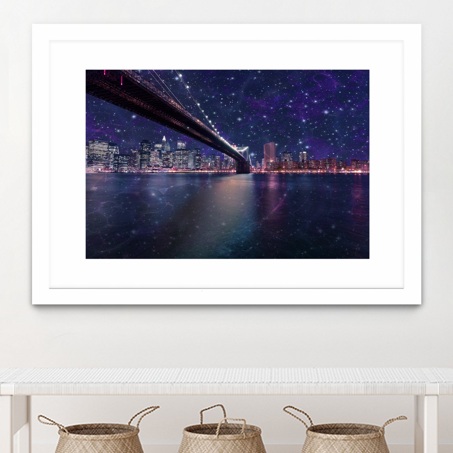 Spacey Manhattan Skyline by Susan Kline on GIANT ART - blue photo illustration