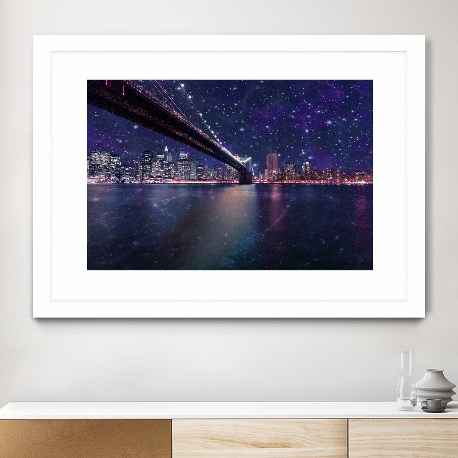 Spacey Manhattan Skyline by Susan Kline on GIANT ART - blue photo illustration