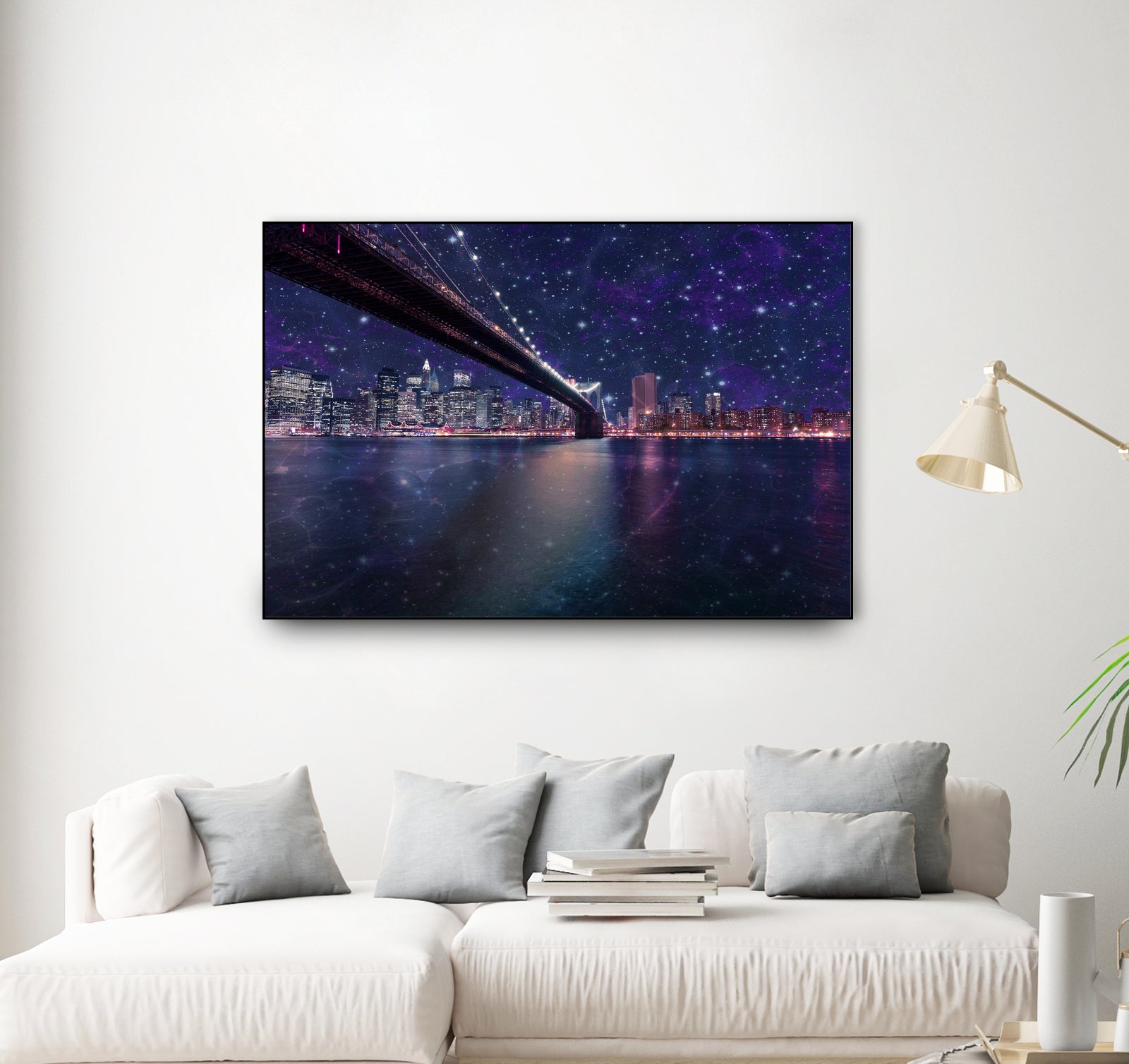 Spacey Manhattan Skyline by Susan Kline on GIANT ART - blue photo illustration