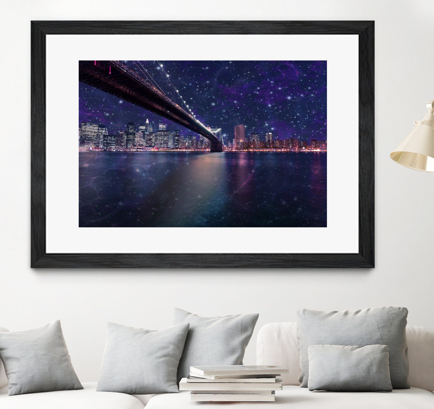 Spacey Manhattan Skyline by Susan Kline on GIANT ART - blue photo illustration