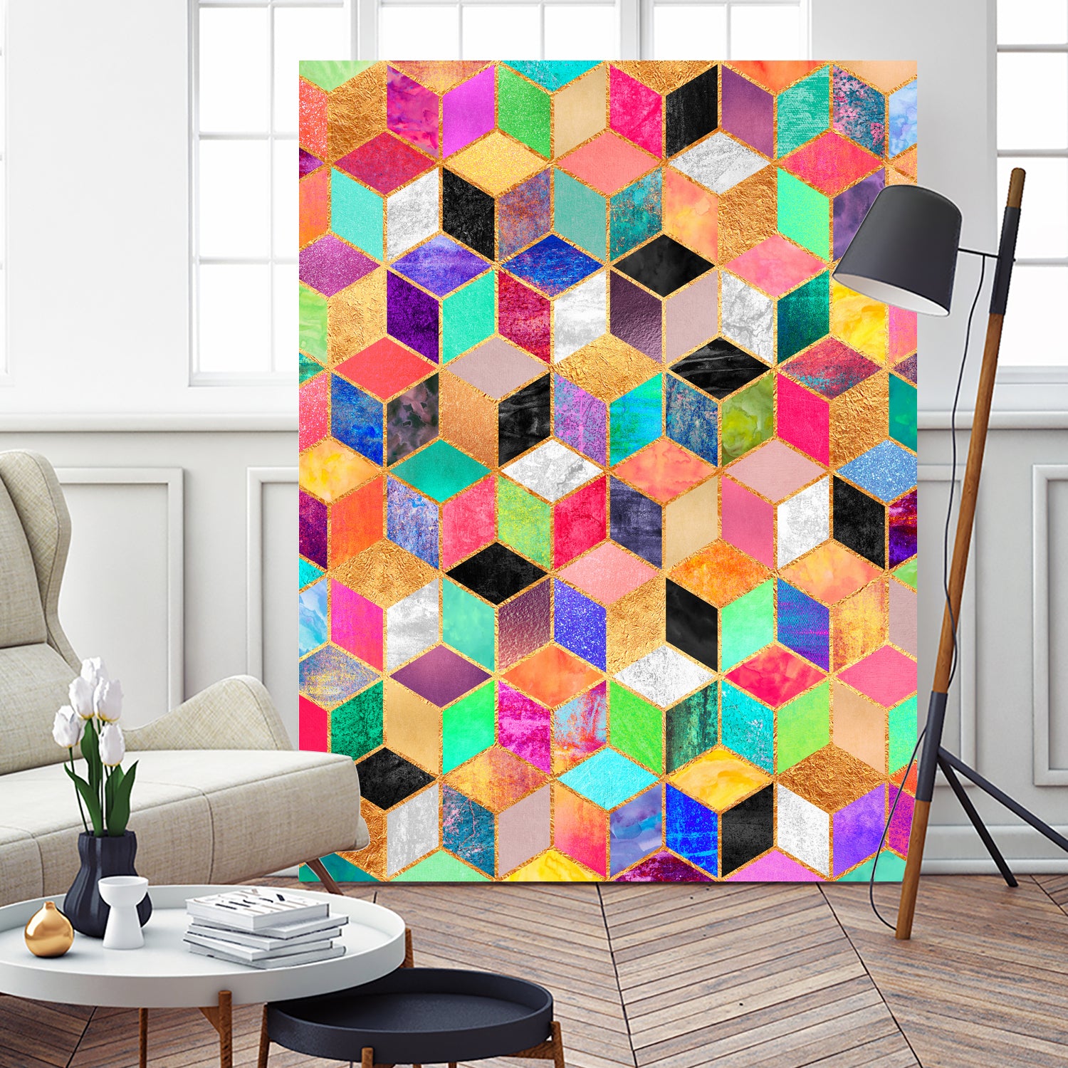 Colorful Cubes by Elisabeth Fredriksson on GIANT ART - pink digital painting