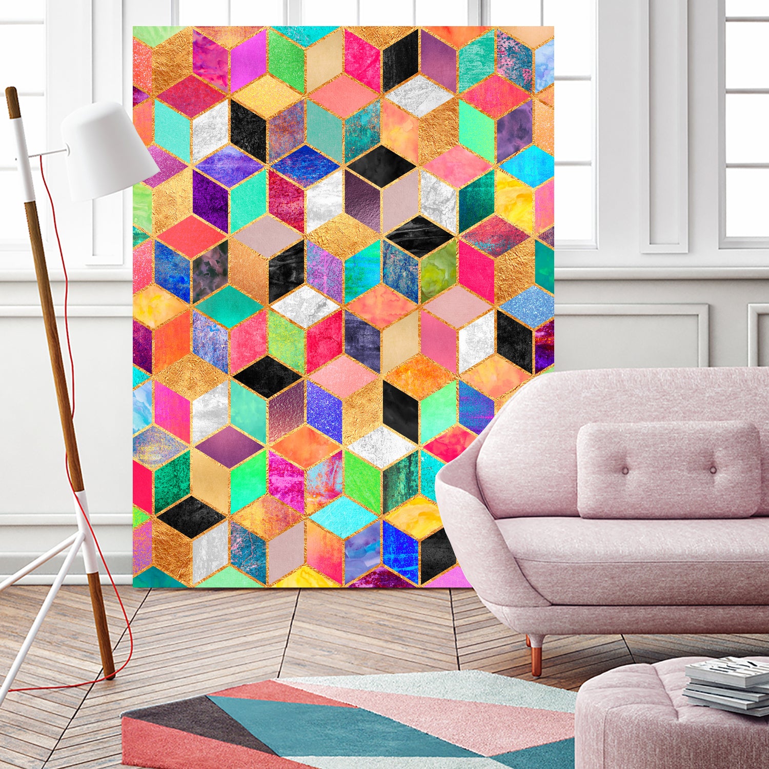 Colorful Cubes by Elisabeth Fredriksson on GIANT ART - pink digital painting