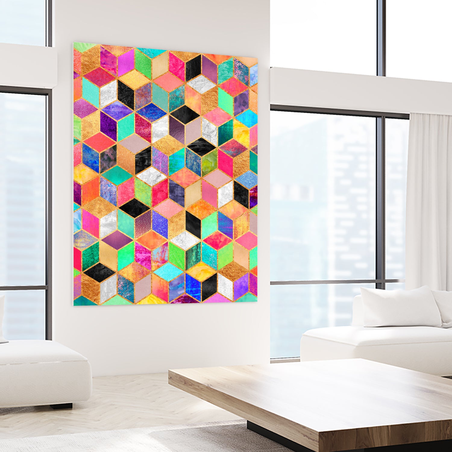 Colorful Cubes by Elisabeth Fredriksson on GIANT ART - pink digital painting