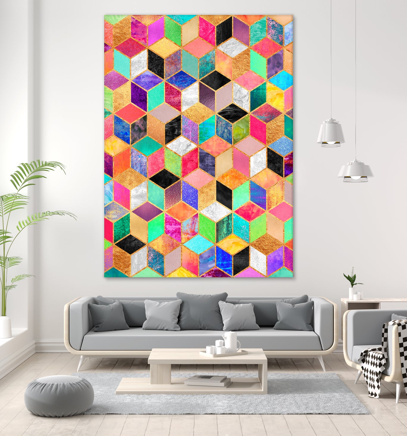 Colorful Cubes by Elisabeth Fredriksson on GIANT ART - pink digital painting