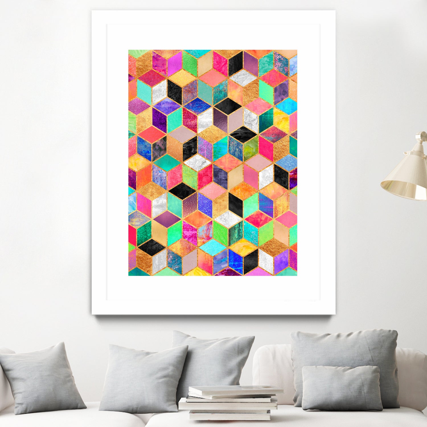 Colorful Cubes by Elisabeth Fredriksson on GIANT ART - pink digital painting