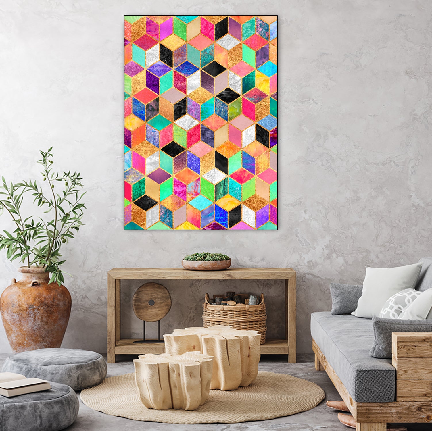 Colorful Cubes by Elisabeth Fredriksson on GIANT ART - pink digital painting