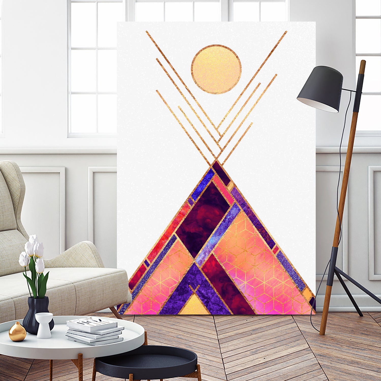 Tipi Mountain by Elisabeth Fredriksson on GIANT ART - pink digital painting