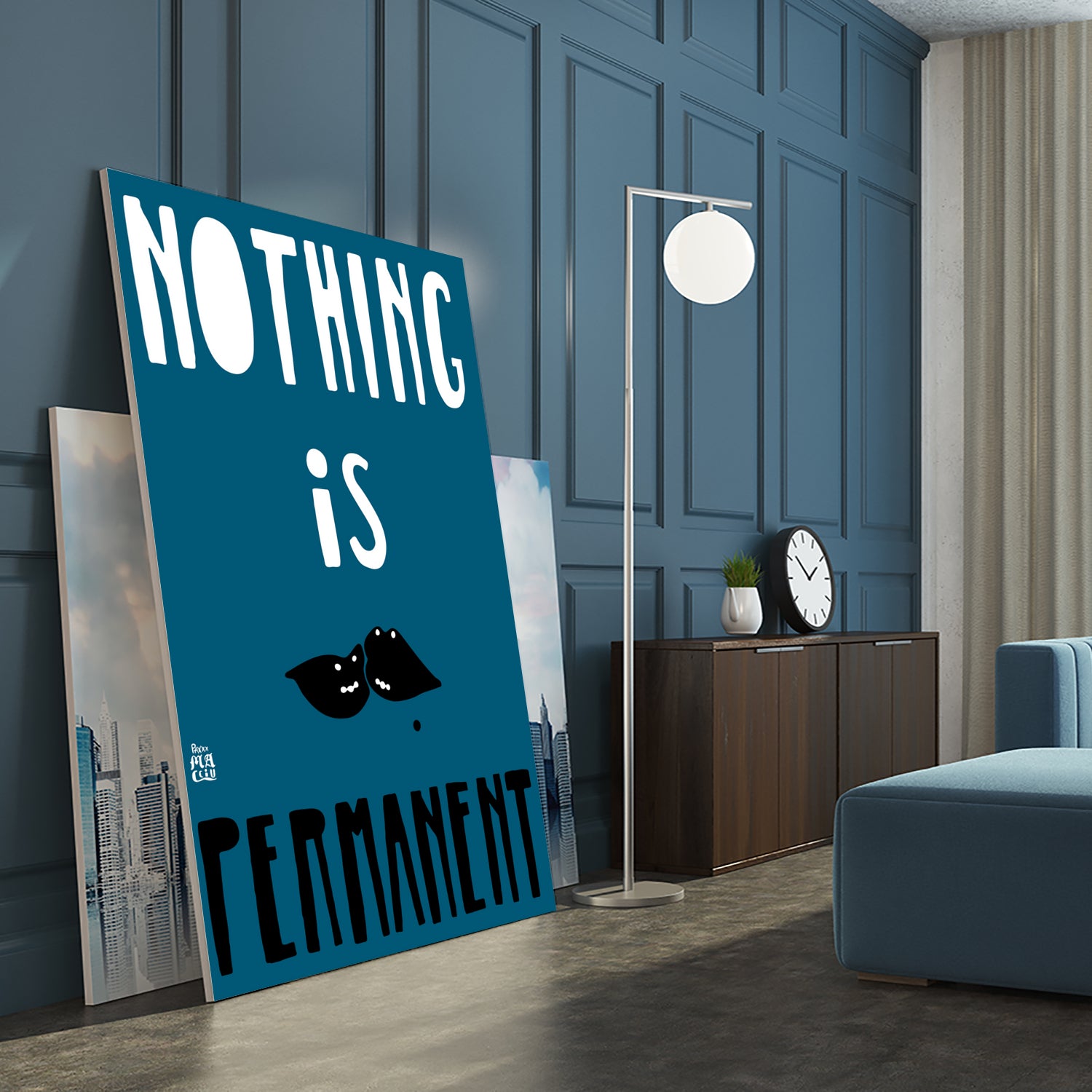 Nothing Is Permanent by Pax Macciu on GIANT ART - blue typography