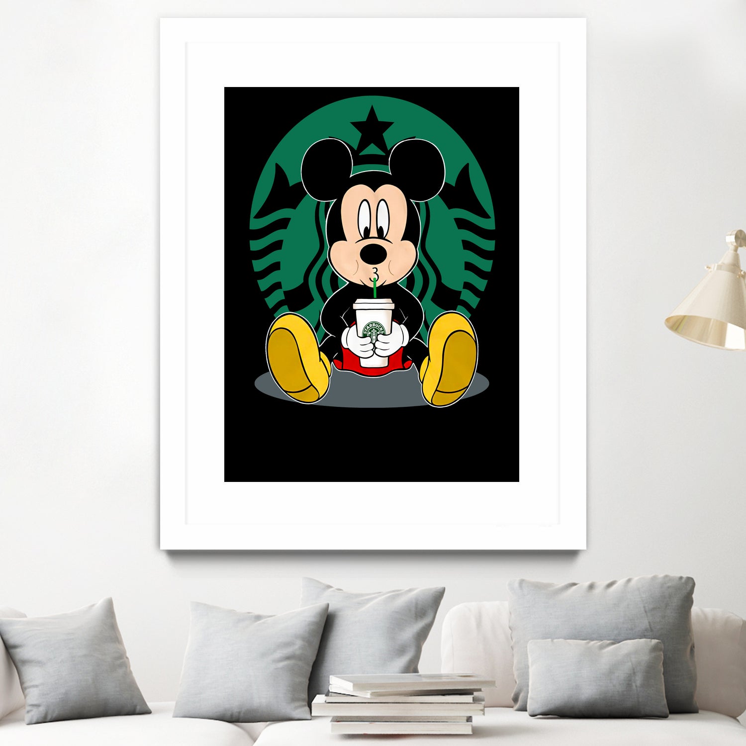 Disney Mickey Starbucks Lover by Nguyet Nguyen Thi Bich on GIANT ART - green character design