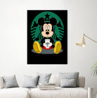 Disney Mickey Starbucks Lover by Nguyet Nguyen Thi Bich on GIANT ART - green character design