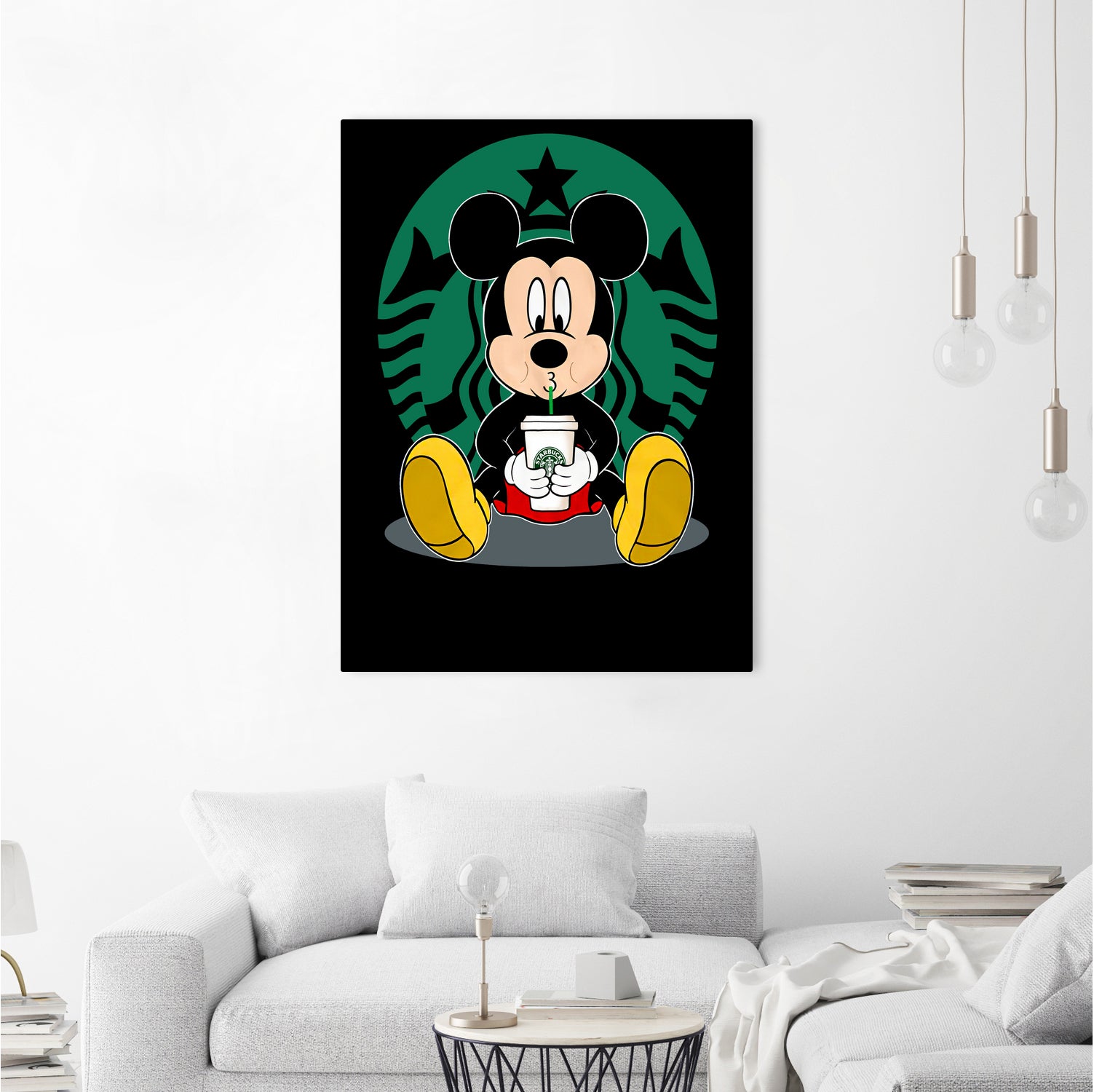 Disney Mickey Starbucks Lover by Nguyet Nguyen Thi Bich on GIANT ART - green character design