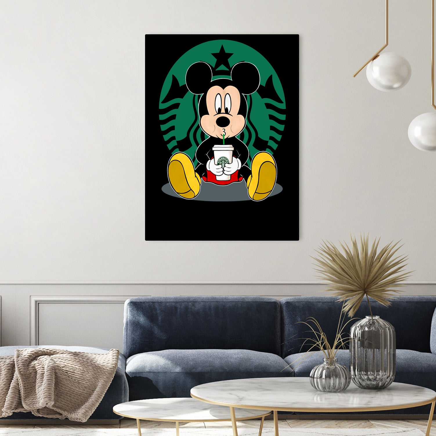 Disney Mickey Starbucks Lover by Nguyet Nguyen Thi Bich on GIANT ART - green character design