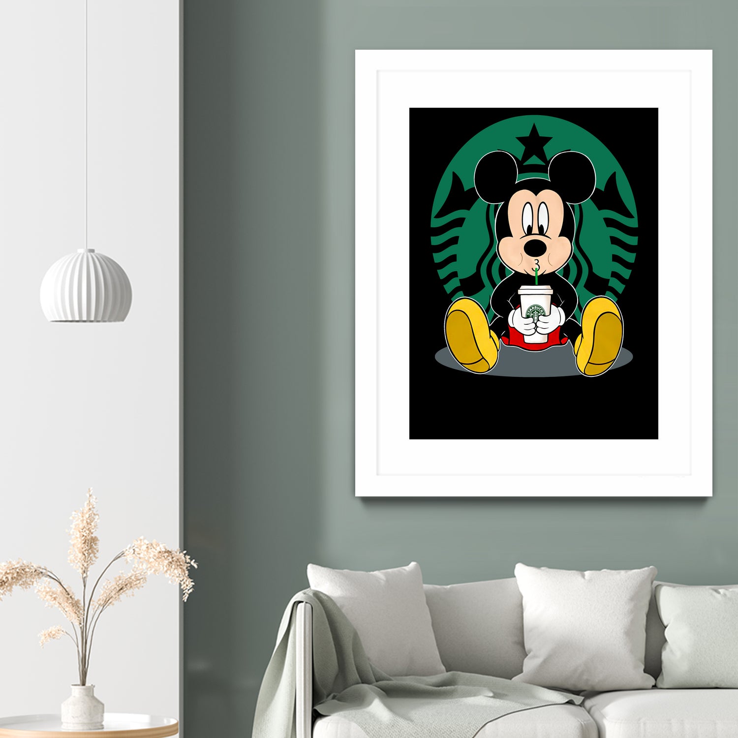 Disney Mickey Starbucks Lover by Nguyet Nguyen Thi Bich on GIANT ART - green character design