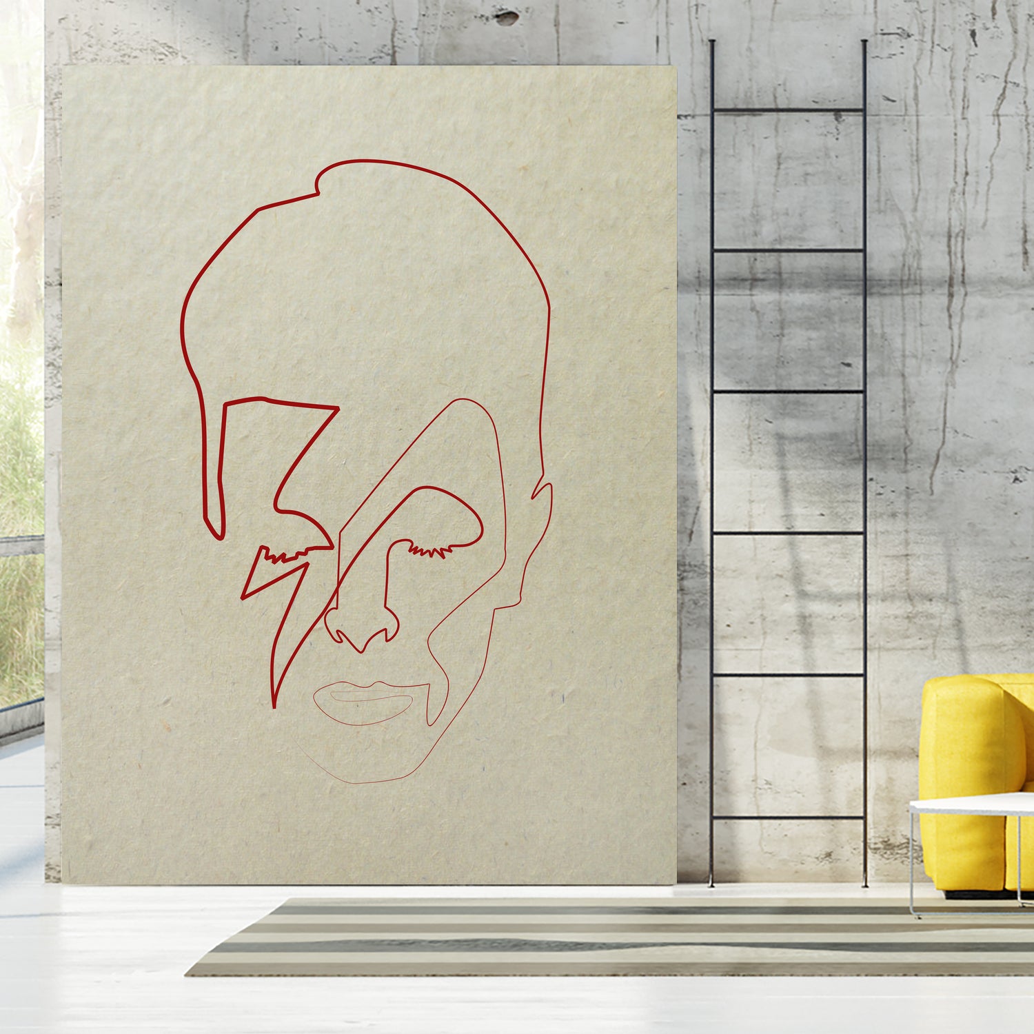 One line David Bowie by Christophe Louis on GIANT ART - orange digital drawing