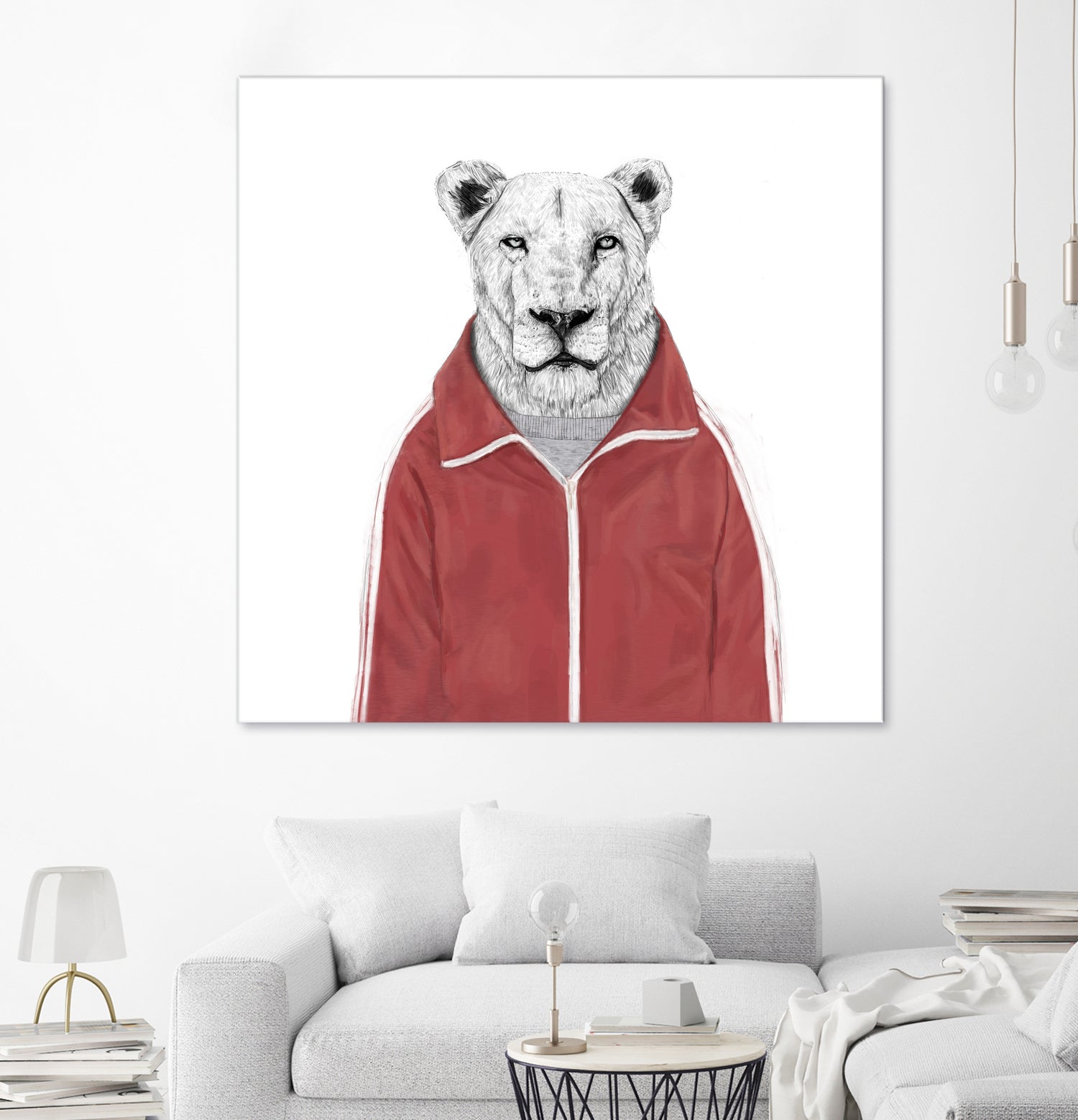 Sporty lion by Solti Balázs on GIANT ART - red digital painting