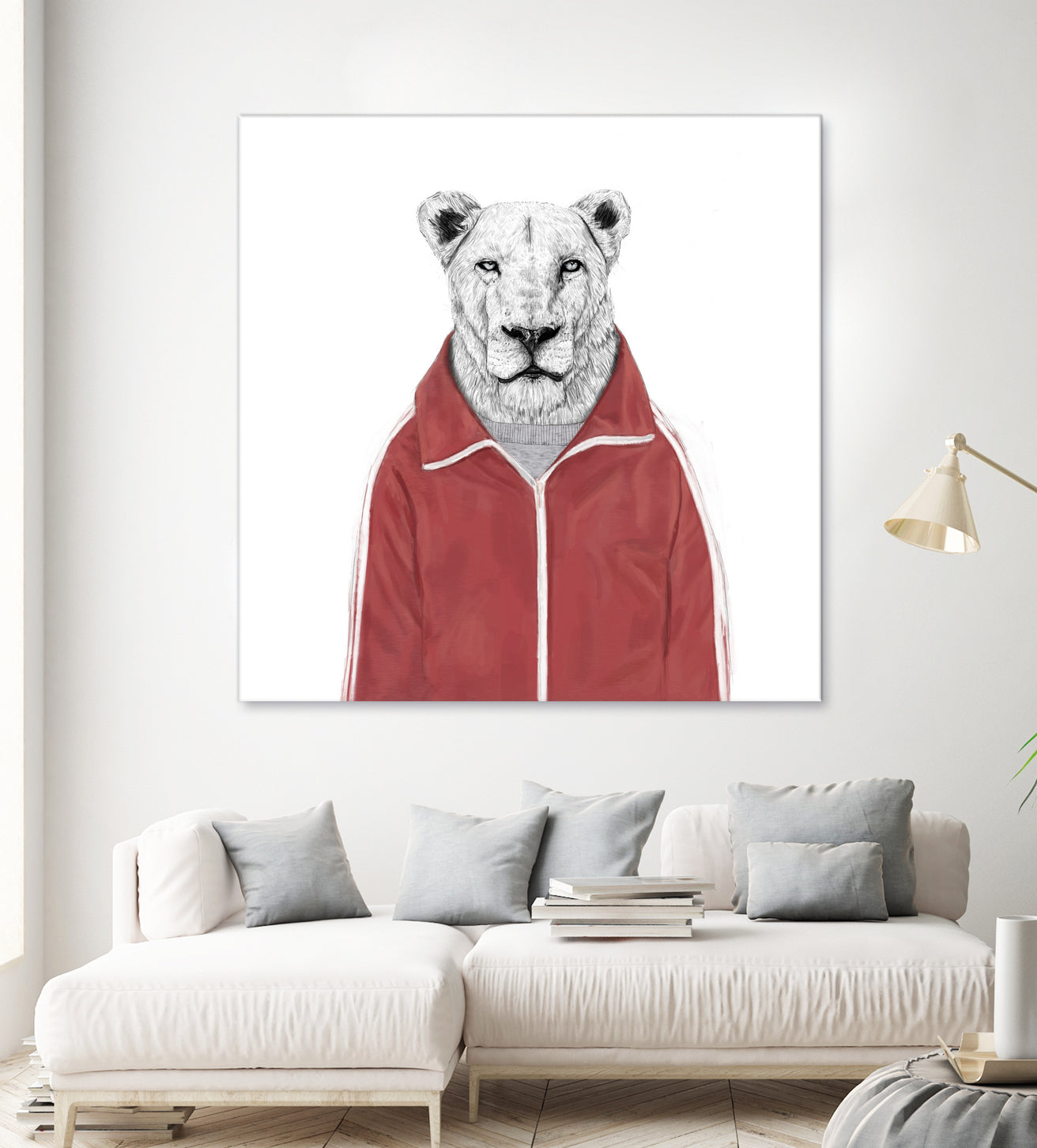 Sporty lion by Solti Balázs on GIANT ART - red digital painting