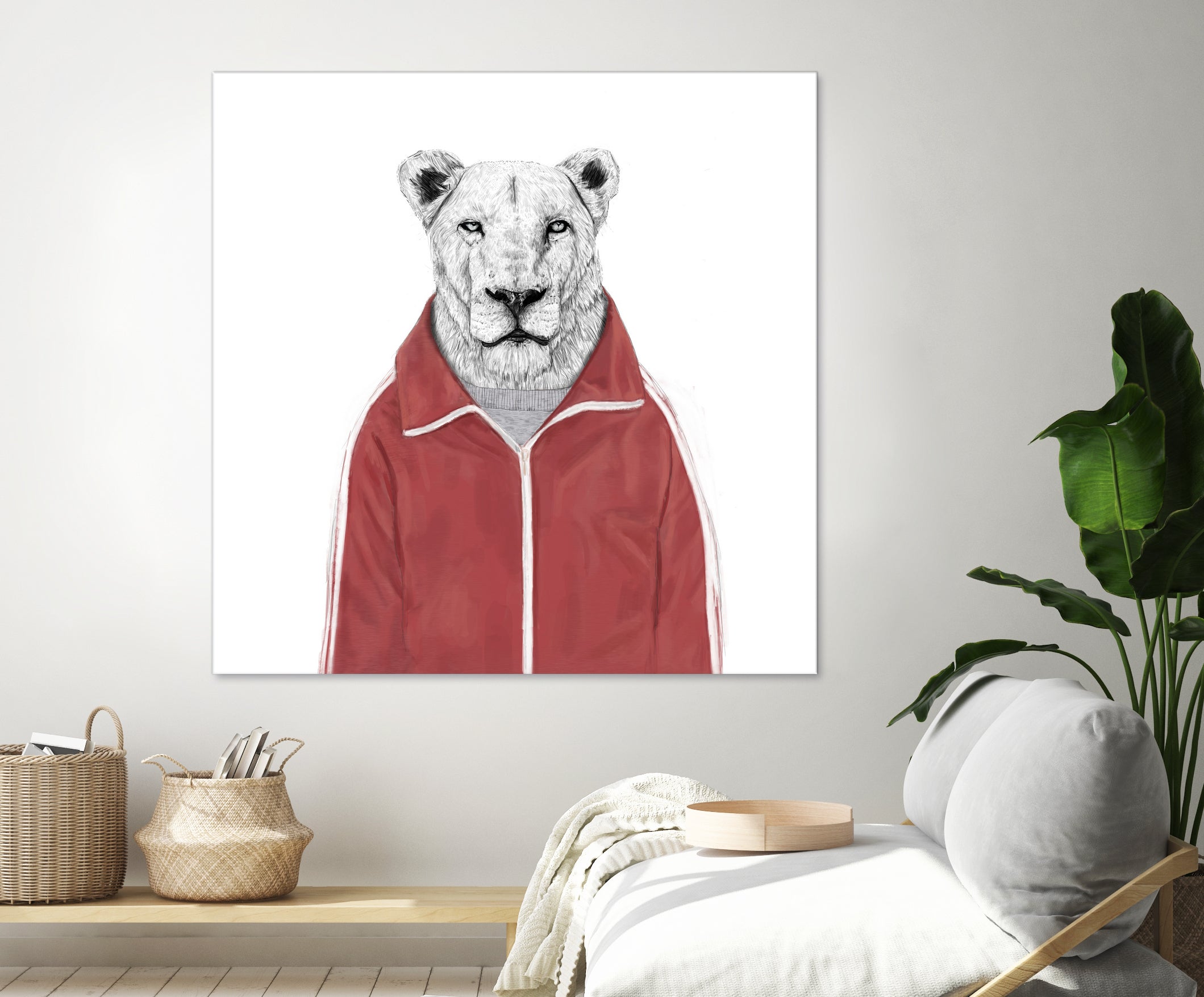 Sporty lion by Solti Balázs on GIANT ART - red digital painting