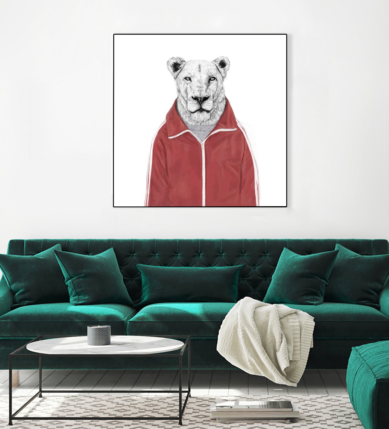 Sporty lion by Solti Balázs on GIANT ART - red digital painting