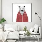 Sporty lion by Solti Balázs on GIANT ART - red digital painting