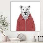 Sporty lion by Solti Balázs on GIANT ART - red digital painting