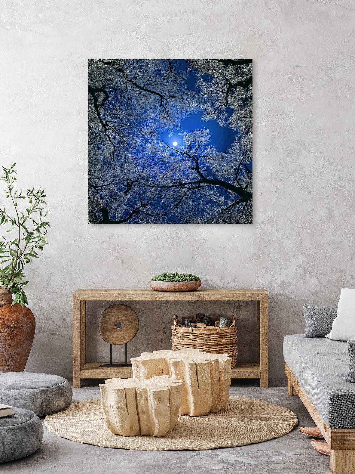Moonlight Trees by Igor Zenin on GIANT ART - blue digital painting