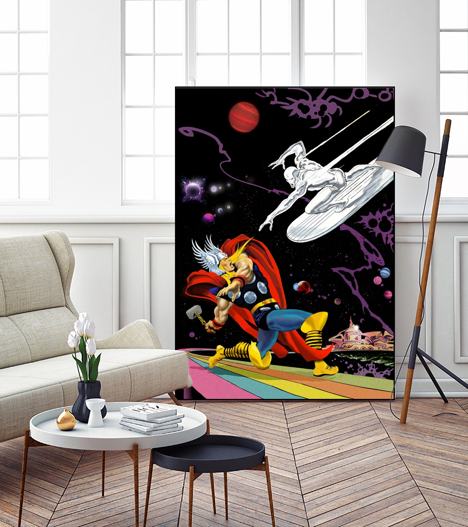 Marvel: Thor vs The Silver Surfer by Dan Avenell on GIANT ART - black digital painting