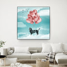 Dachshund Drift by Vin Zzep on GIANT ART - white digital drawing