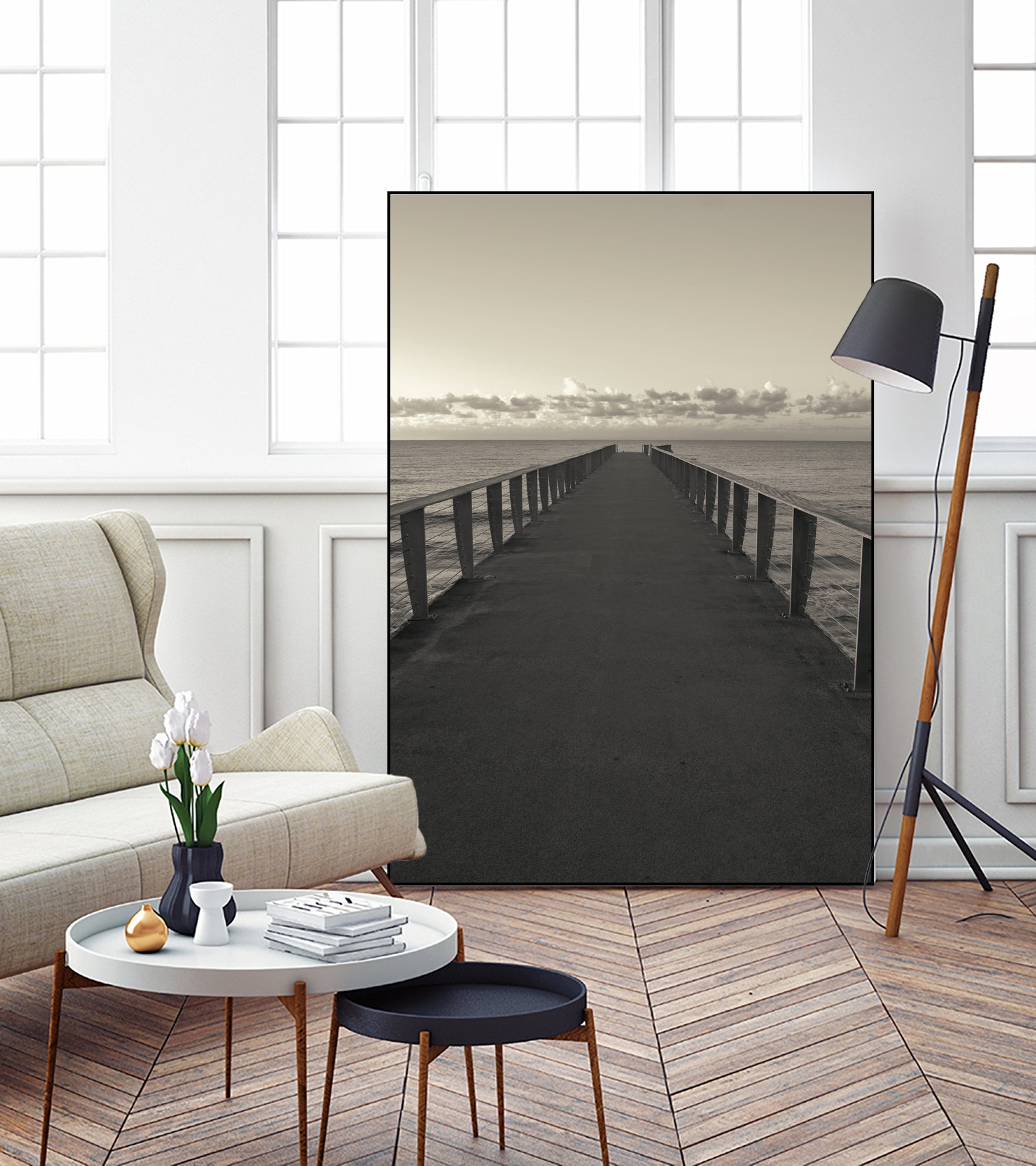 Pier to Horizon by Konstantin Sevostyanov on GIANT ART - gray photo illustration