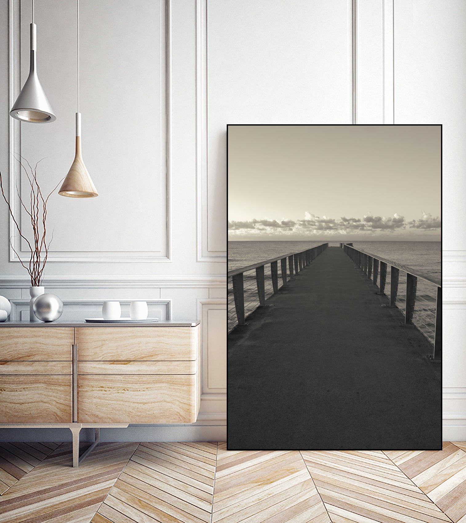 Pier to Horizon by Konstantin Sevostyanov on GIANT ART - gray photo illustration