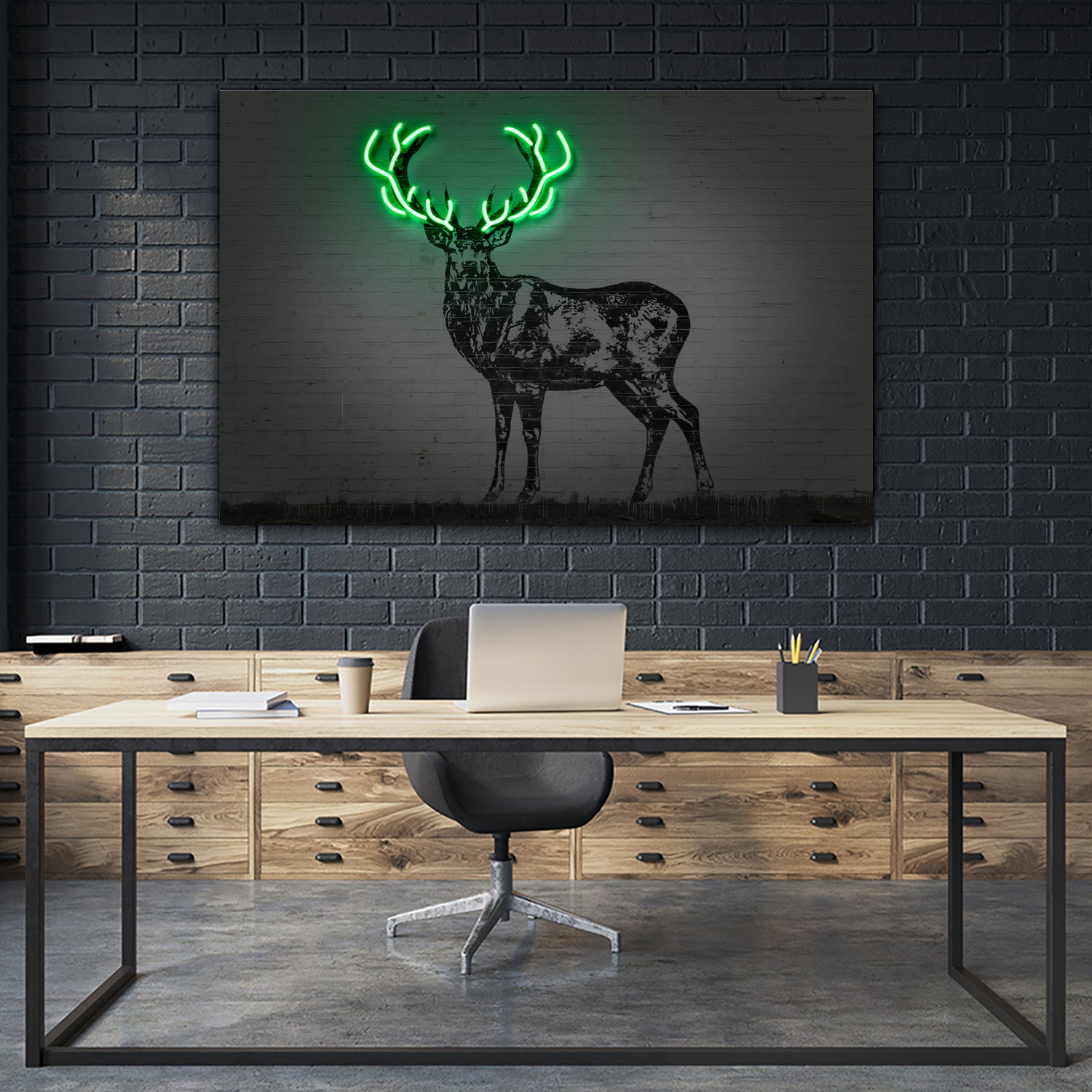 Deer by Octavian Mihai Mielu on GIANT ART - green digital drawing