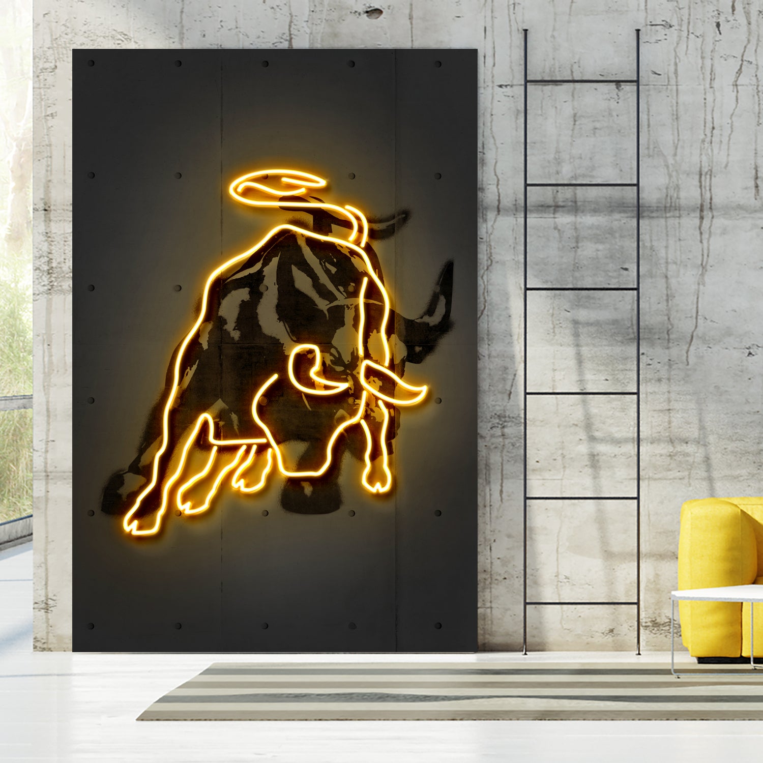 Bull by Octavian Mihai Mielu on GIANT ART - yellow digital drawing