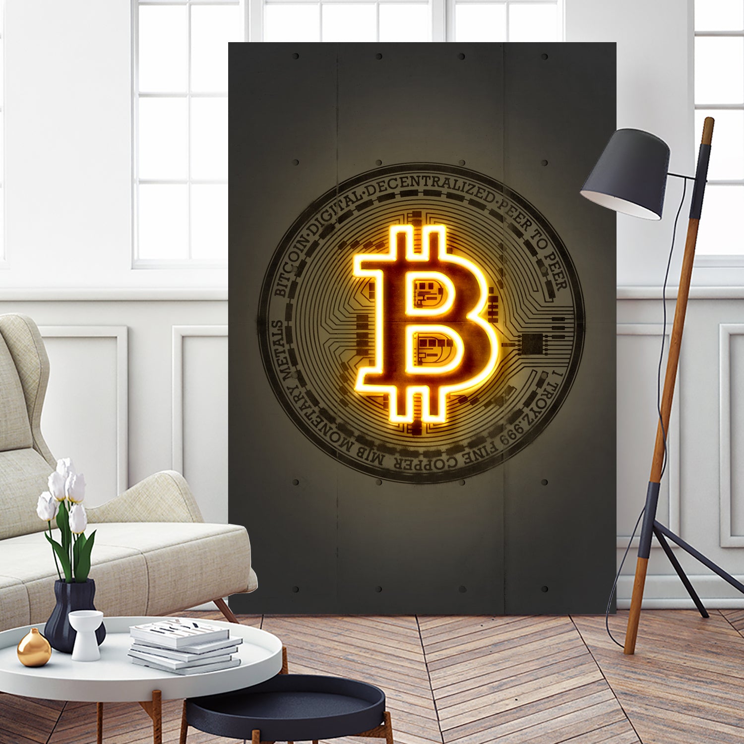 Bitcoin by Octavian Mihai Mielu on GIANT ART - yellow digital drawing