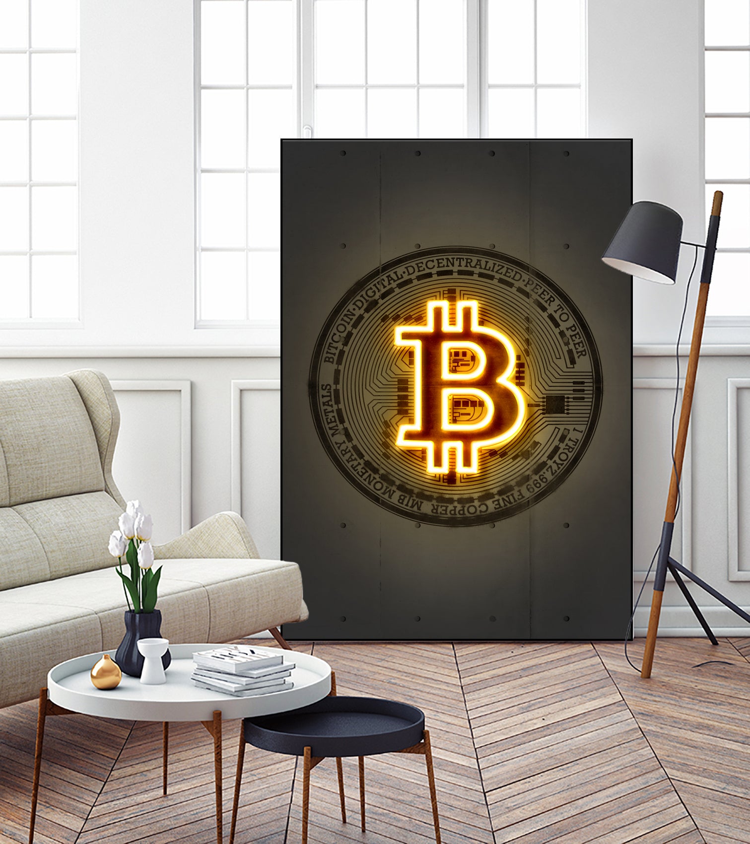 Bitcoin by Octavian Mihai Mielu on GIANT ART - yellow digital drawing