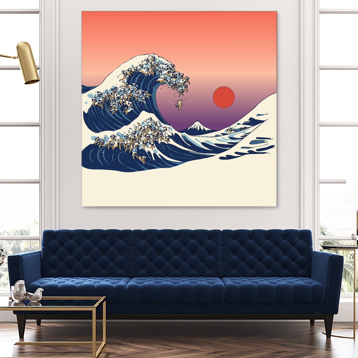 The Great Wave of Pug by ChalermPhol Harnchakkham on GIANT ART - orange digital drawing