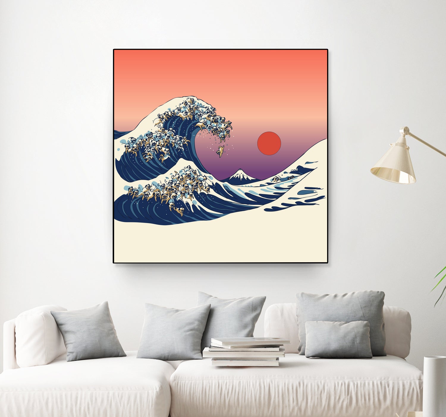 The Great Wave of Pug by ChalermPhol Harnchakkham on GIANT ART - orange digital drawing