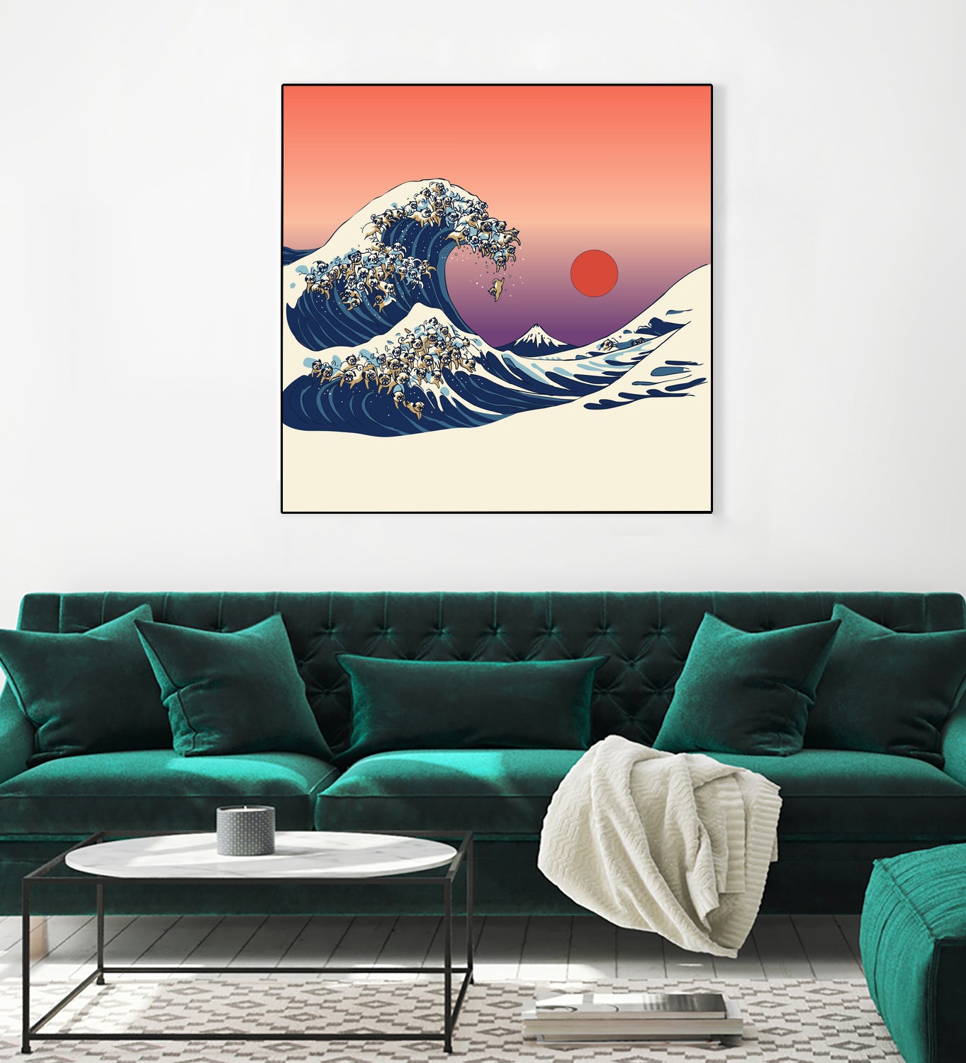 The Great Wave of Pug by ChalermPhol Harnchakkham on GIANT ART - orange digital drawing