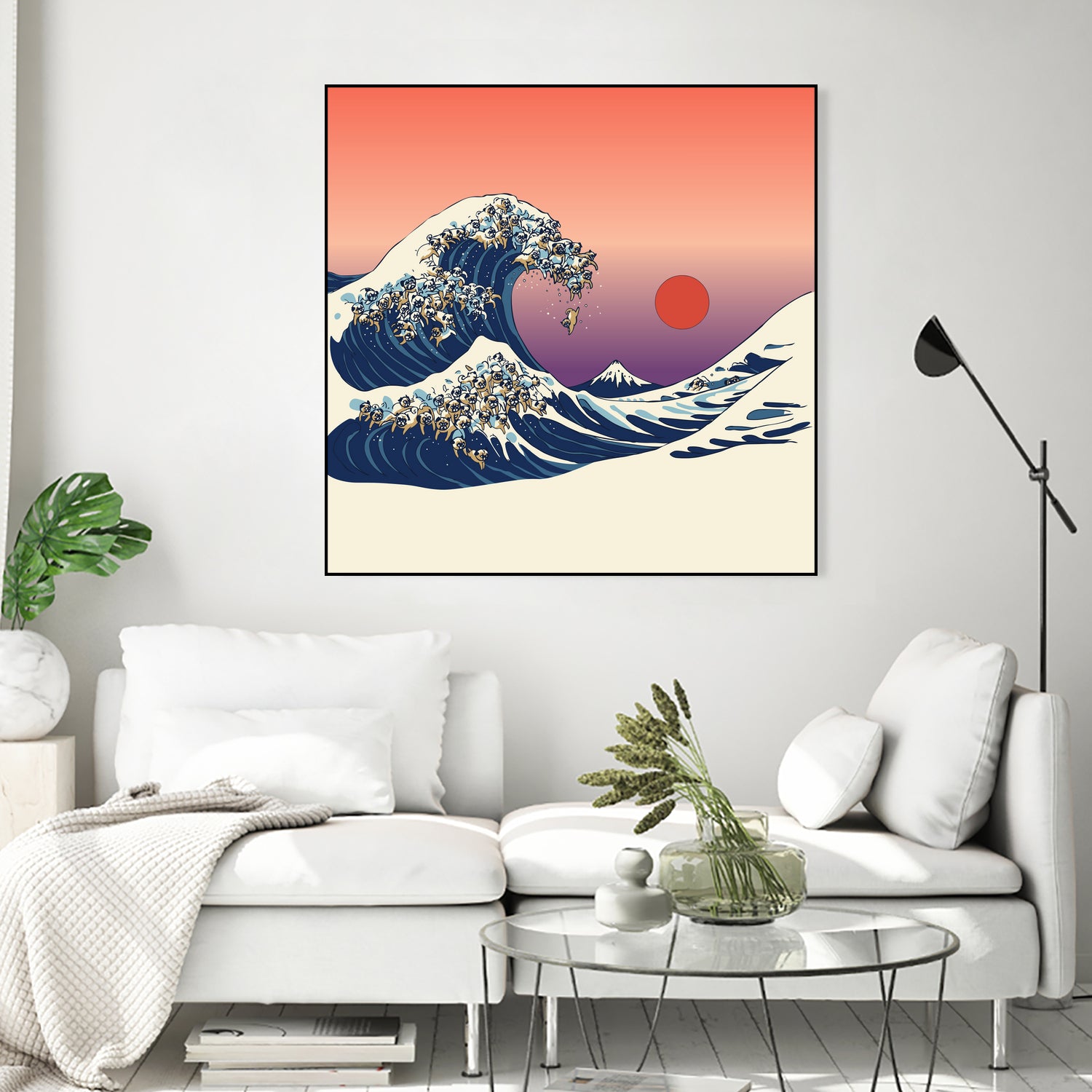 The Great Wave of Pug by ChalermPhol Harnchakkham on GIANT ART - orange digital drawing